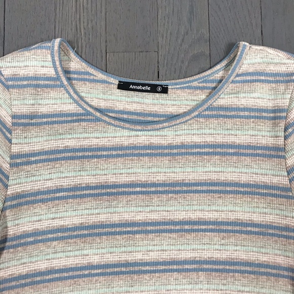 Annabelle Short Sleeve Striped Ruffle A Line Dress - Picture 4 of 7